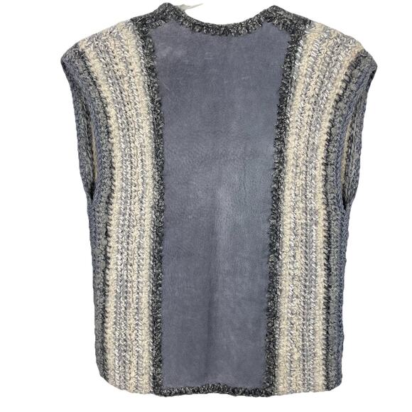 Vintage mLm Canadian Original Suede And Knit Vest Women M Gray Leather Boho Art - Picture 2 of 10
